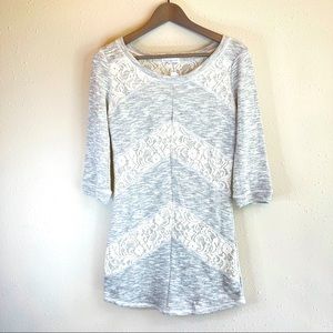 Socialite French Terry Lace Trim 3/4 Sleeve Mini Dress Size XS NWT